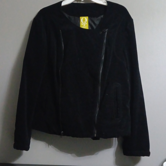 QMack Womens Moto style Velour Jacket - Picture 3 of 11